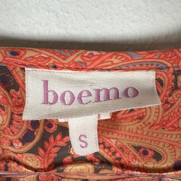 Anthropologie Boemo Coral Pink Tiered Maxi Dress Long Sleeve Boho Size S - Picture 3 of 12